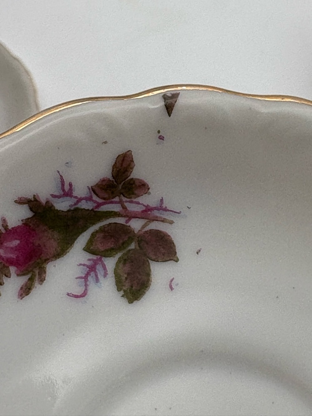 Vintage Floral Porcelain Tea Cup, Saucer, and Cake Plate Set - Picture 16 of 16